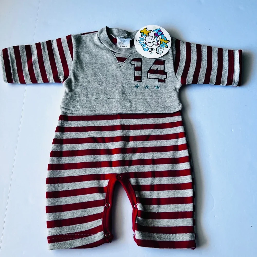 Vintage‎ NOS Cuties by Judy Bodysuit Sleeper 3-6M Striped Baby Outfit